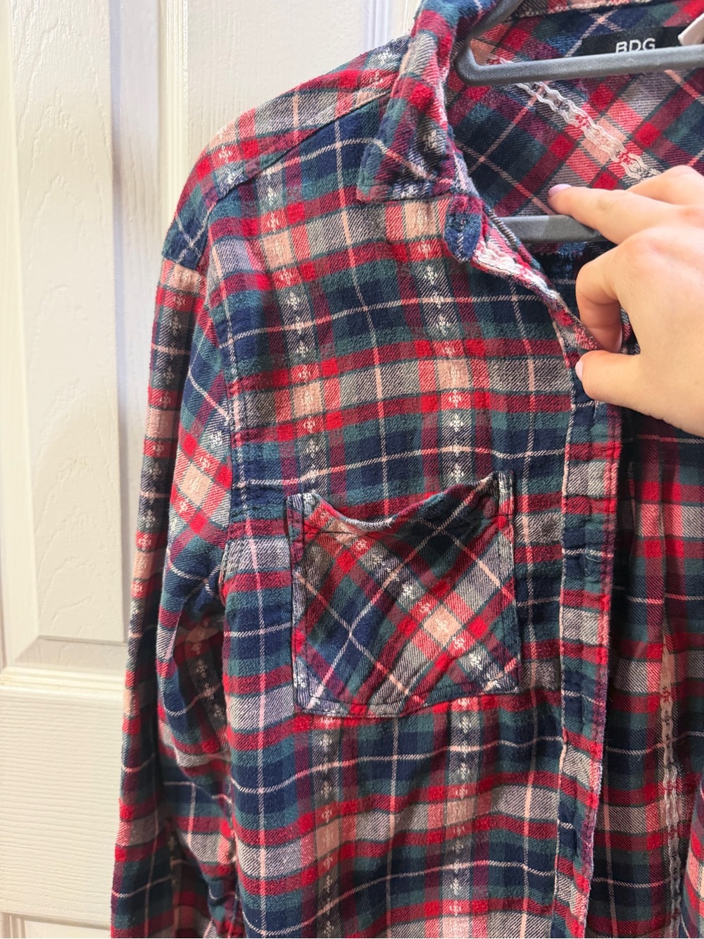 BDG Red, Navy & Green Plaid Button-Up Shirt - Picture 2 of 9